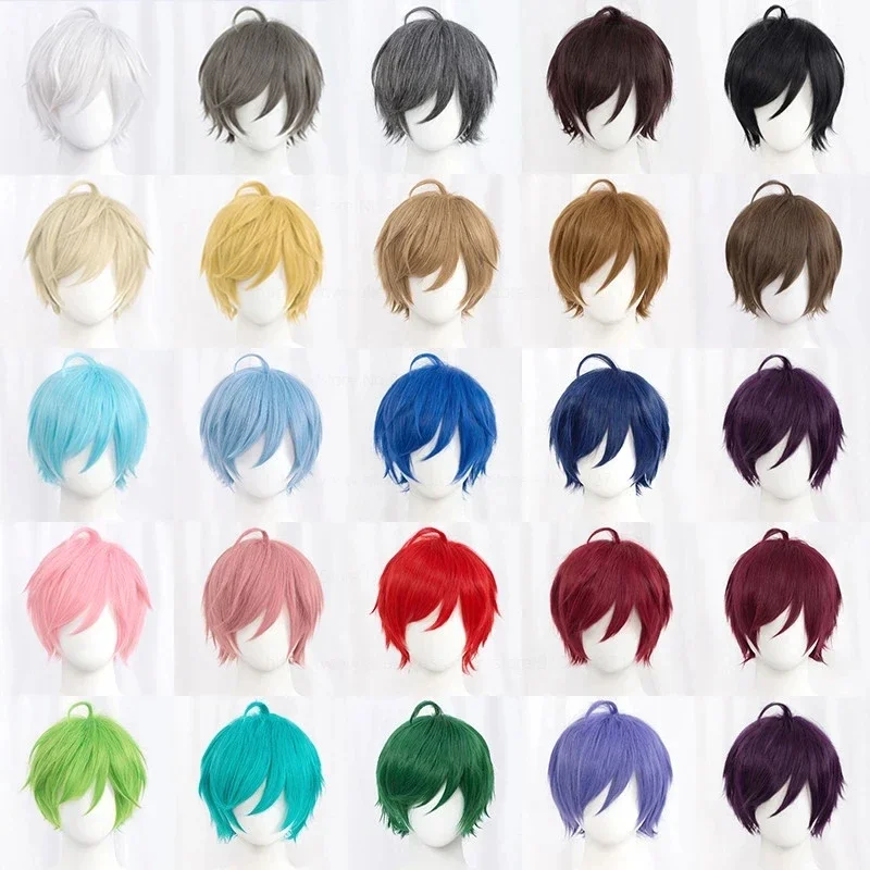 Anime Cosplay Orange Hair - Parrucca cosplay sintetica corta diritta Bianco